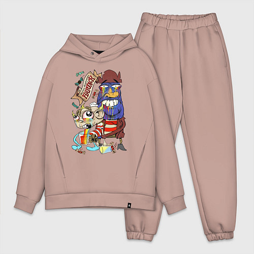 Мужской костюм оверсайз Flapjack - rainbow / Пыльно-розовый – фото 1