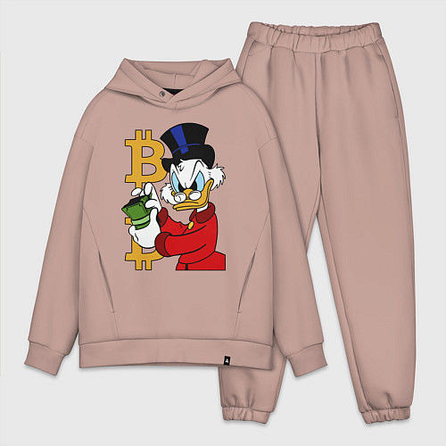 Мужской костюм оверсайз Duck tales - Scrooge bitcoin / Пыльно-розовый – фото 1