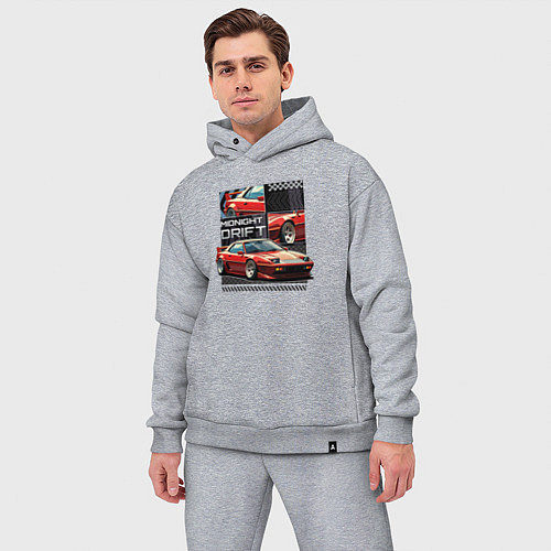 Мужской костюм оверсайз Спортивная машина по кусочкам и целиком / Меланж – фото 3