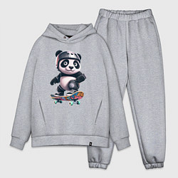 Мужской костюм оверсайз Cool panda on a skateboard - extreme, цвет: меланж