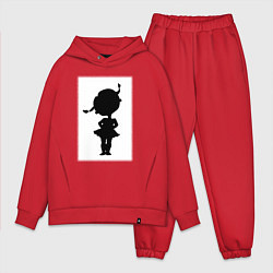 Мужской костюм оверсайз Силуэт поцелуй она - для пары, цвет: красный