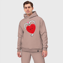 Мужской костюм оверсайз Love hands, цвет: пыльно-розовый — фото 2