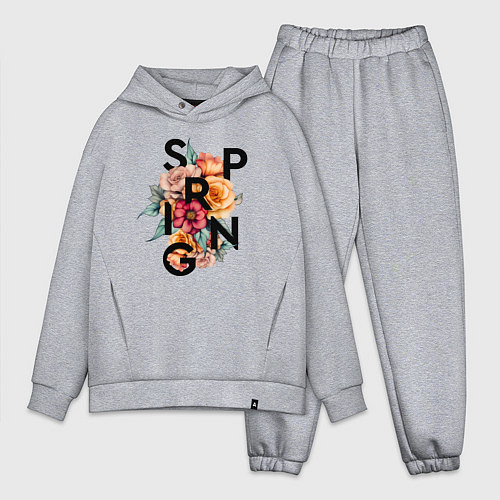 Мужской костюм оверсайз Spring flowers / Меланж – фото 1