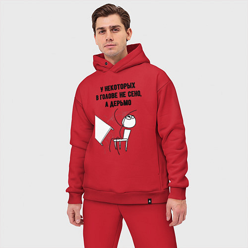 Мужской костюм оверсайз В голове не сено / Красный – фото 3