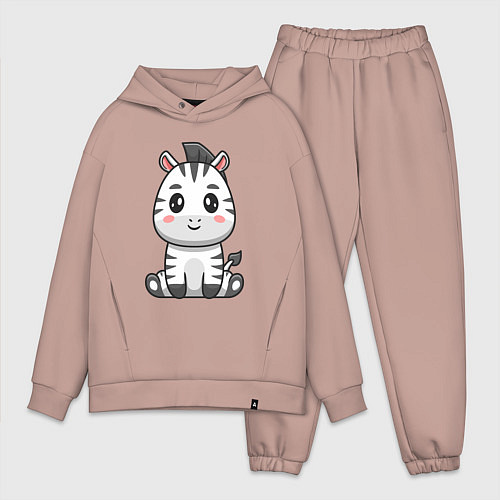 Мужской костюм оверсайз Весёлая зебра / Пыльно-розовый – фото 1