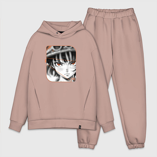 Мужской костюм оверсайз Оранжевоглазая девушка / Пыльно-розовый – фото 1