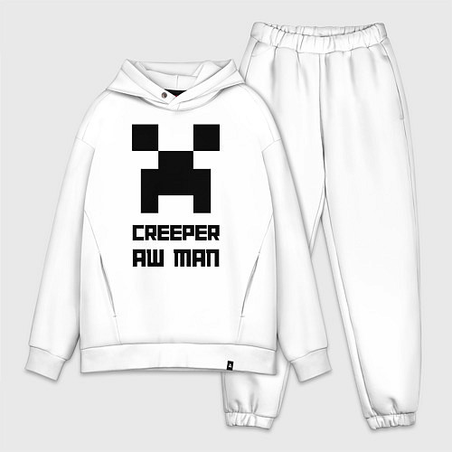 Мужской костюм оверсайз Creeper Aw Man, Майнкрафт мем / Белый – фото 1