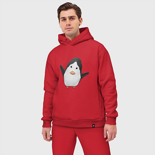 Мужской костюм оверсайз Cartoon penguin / Красный – фото 3
