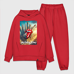 Мужской костюм оверсайз Rolling Stones - logo-guitar, цвет: красный