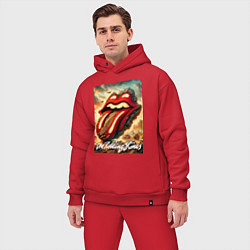 Мужской костюм оверсайз Rolling Stones - logo transformation, цвет: красный — фото 2
