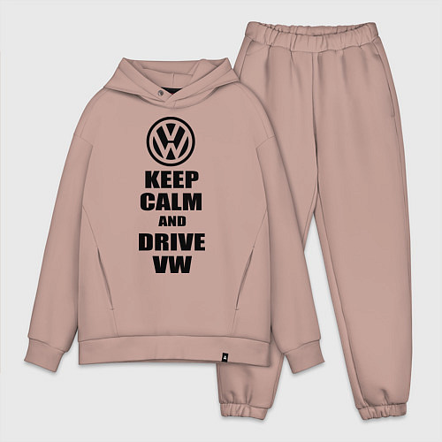 Мужской костюм оверсайз Keep Calm & Drive VW / Пыльно-розовый – фото 1