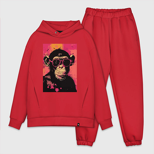 Мужской костюм оверсайз Крутая обезьянка / Красный – фото 1