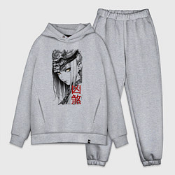 Мужской костюм оверсайз Девушка в демоническом шлеме, цвет: меланж