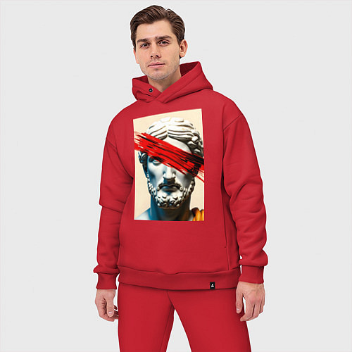 Мужской костюм оверсайз Штрих на античной статуе / Красный – фото 3