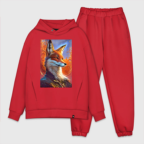 Мужской костюм оверсайз Fox fashionista - ai art fantasy / Красный – фото 1