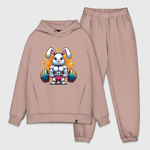 Мужской костюм оверсайз Gym bunny barbell / Пыльно-розовый – фото 1