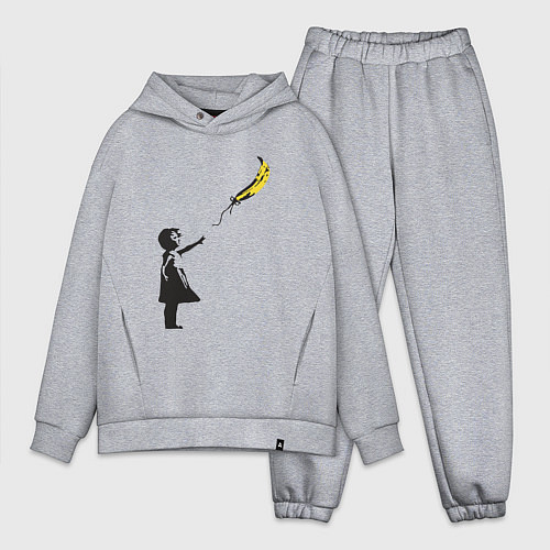 Мужской костюм оверсайз Девочка и банан / Меланж – фото 1