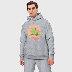 Мужской костюм оверсайз Жирафик и розовые облака, цвет: меланж — фото 2