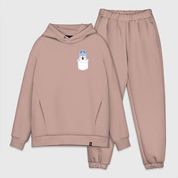 Мужской костюм оверсайз Wolf Chan in pocket, цвет: пыльно-розовый