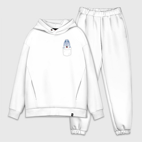 Мужской костюм оверсайз Wolf Chan in pocket / Белый – фото 1