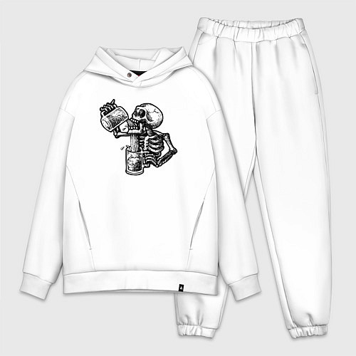 Мужской костюм оверсайз Пивной скелетик / Белый – фото 1