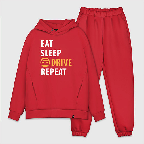 Мужской костюм оверсайз Eat sleep drive / Красный – фото 1