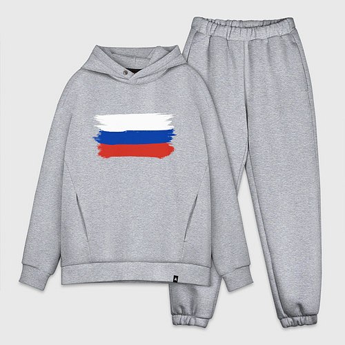 Мужской костюм оверсайз Флаг россии нарисованный / Меланж – фото 1