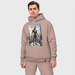 Мужской костюм оверсайз Инопланетянин в городе будущего, цвет: пыльно-розовый — фото 2