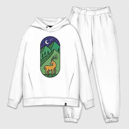 Мужской костюм оверсайз Олень и горы / Белый – фото 1