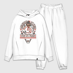 Мужской костюм оверсайз Богатырь воин с мечами - русский стиль, цвет: белый