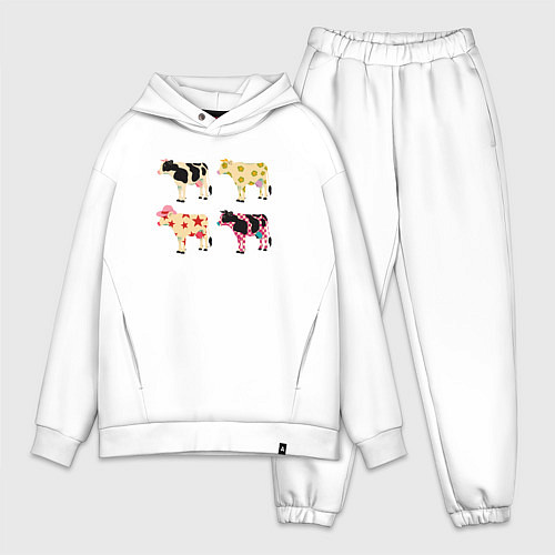 Мужской костюм оверсайз Милые коровы поп-арт / Белый – фото 1