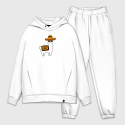 Мужской костюм оверсайз Лама в Сомбреро мексиканская, цвет: белый