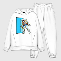 Мужской костюм оверсайз Астронавт открывает дверь в неизведанное, цвет: белый