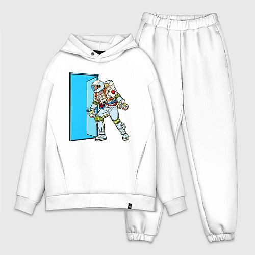 Мужской костюм оверсайз Астронавт открывает дверь в неизведанное / Белый – фото 1