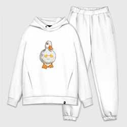 Мужской костюм оверсайз Милая смущенная уточка гусь мем, цвет: белый