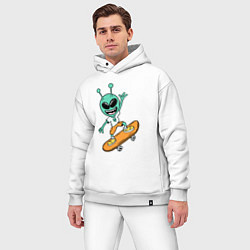 Мужской костюм оверсайз Инопланетянин на скейтборде, цвет: белый — фото 2