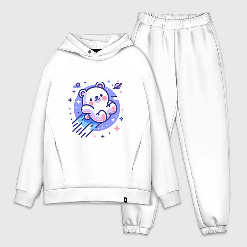 Мужской костюм оверсайз Кавайный мишка-комета / Белый – фото 1