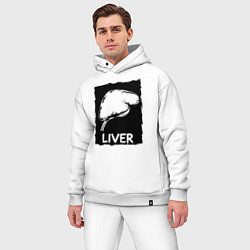 Мужской костюм оверсайз Печень в черном квадрате, цвет: белый — фото 2