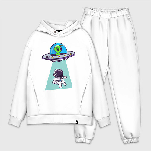 Мужской костюм оверсайз Похищение космонавта / Белый – фото 1