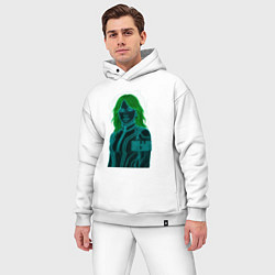 Мужской костюм оверсайз Билли Айлиш из неоновых линий, цвет: белый — фото 2