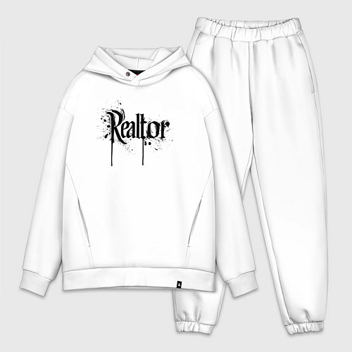 Мужской костюм оверсайз Реэлтор черной краской / Белый – фото 1