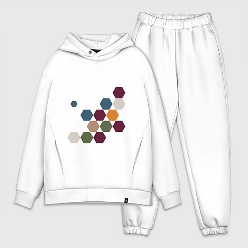 Мужской костюм оверсайз Cоты в цветах осеннего урожая / Белый – фото 1