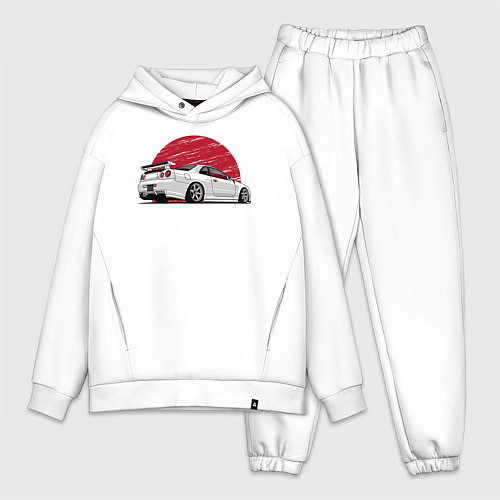 Мужской костюм оверсайз Nissan Skyline art / Белый – фото 1