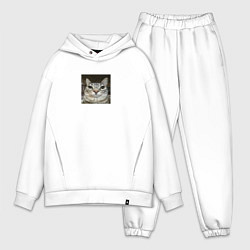 Мужской костюм оверсайз Cat meme, цвет: белый