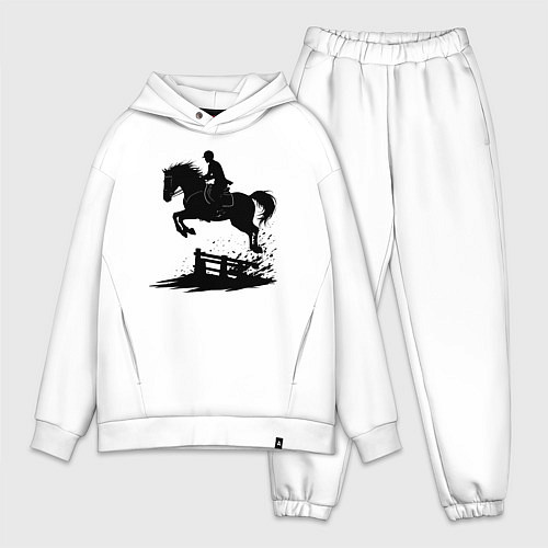 Мужской костюм оверсайз Скакун через барьер / Белый – фото 1