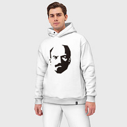 Мужской костюм оверсайз Владимир Ленин абстрактный портрет, цвет: белый — фото 2