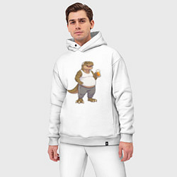 Мужской костюм оверсайз Дедозавр с пивом, цвет: белый — фото 2