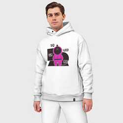 Мужской костюм оверсайз Абстракция с персонажем сериала игра в кальмара, цвет: белый — фото 2