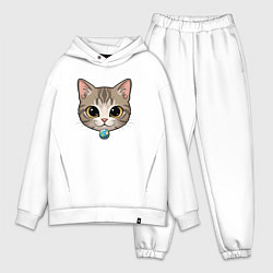 Мужской костюм оверсайз Вселенский кот, цвет: белый
