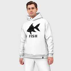 Мужской костюм оверсайз Черная рыба, цвет: белый — фото 2